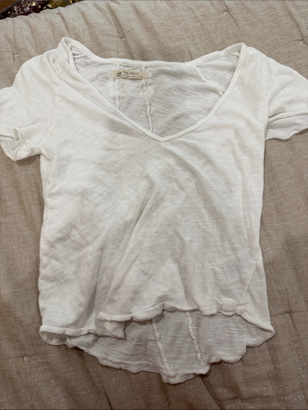 We The Free White V-Neck Short Sleeve Tee